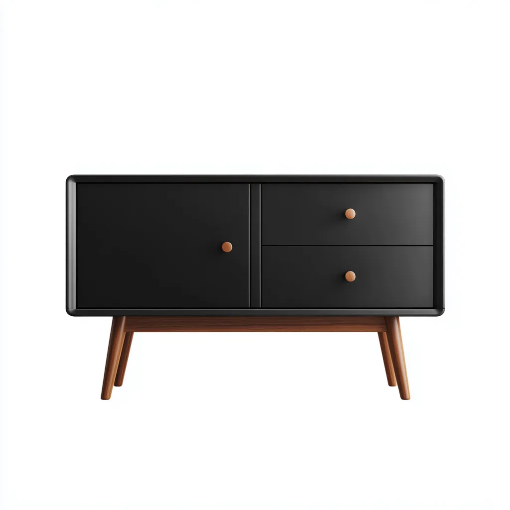 Tv meubel hout - 100x40x55 cm - zwart-natuurlijk hout - modern ontwerp-Havenaro