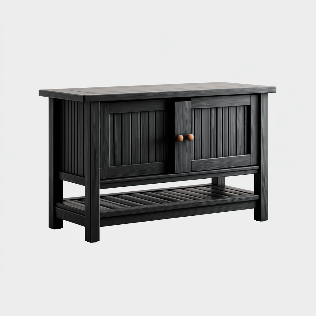 Tv meubel hout - 100x40x70 cm - zwart-bruin - Scandinavisch landelijk ontwerp-Havenaro