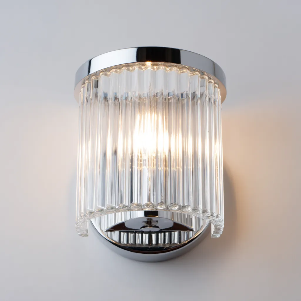 Wandlamp glas-metaal modern design - 16x12x22 cm - doorzichtig-zilver-Havenaro