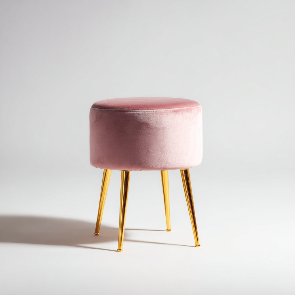 Poef fluweel 35x35x45 cm - roze - modern glam design-Havenaro