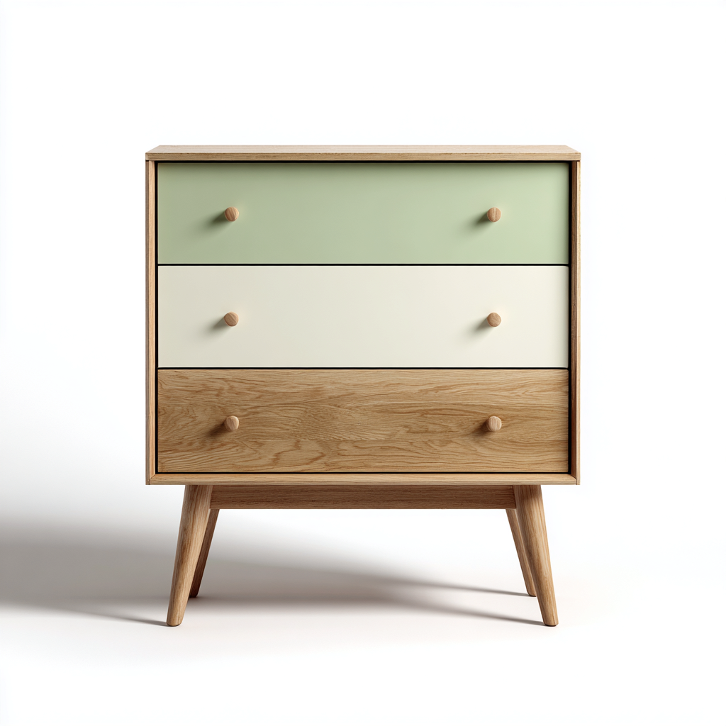 Ladekast voor de hal - hout - 75x40x85 cm - groen-beige-bruin - Scandinavisch design-Havenaro