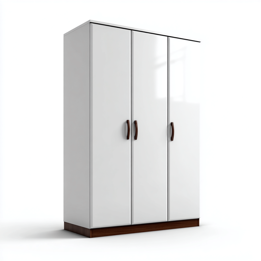 Kledingkast in hout 125x60x200 cm - wit-donkerbruin - met draaideuren-Havenaro