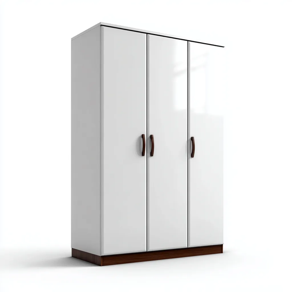 Kledingkast in hout 125x60x200 cm - wit-donkerbruin - met draaideuren-Havenaro