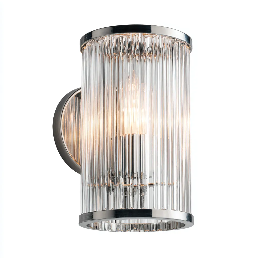 Wandlamp glas-metaal modern design - 18x14x28 cm - doorzichtig-zilver-Havenaro