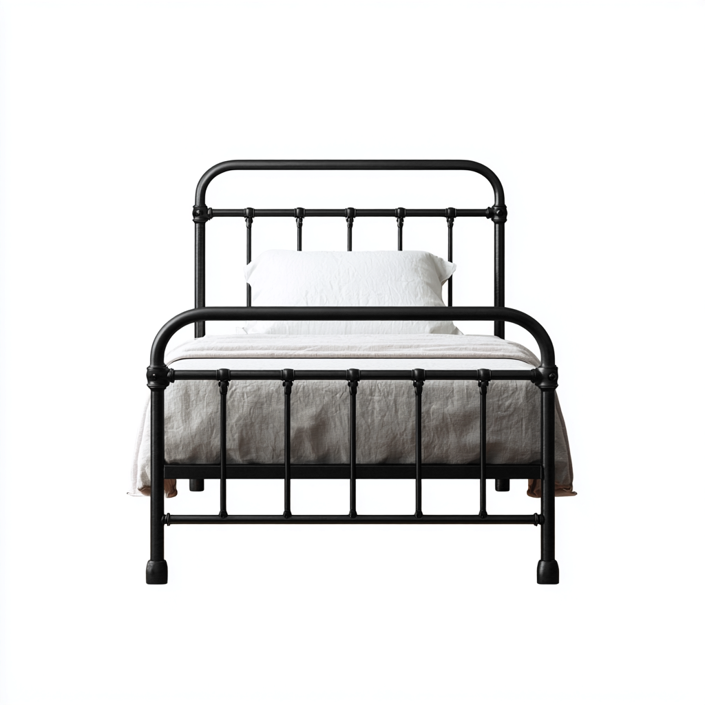 Eenpersoonsbed metaal 200x90x100 cm - zwart - vintage industrieel ontwerp-Havenaro