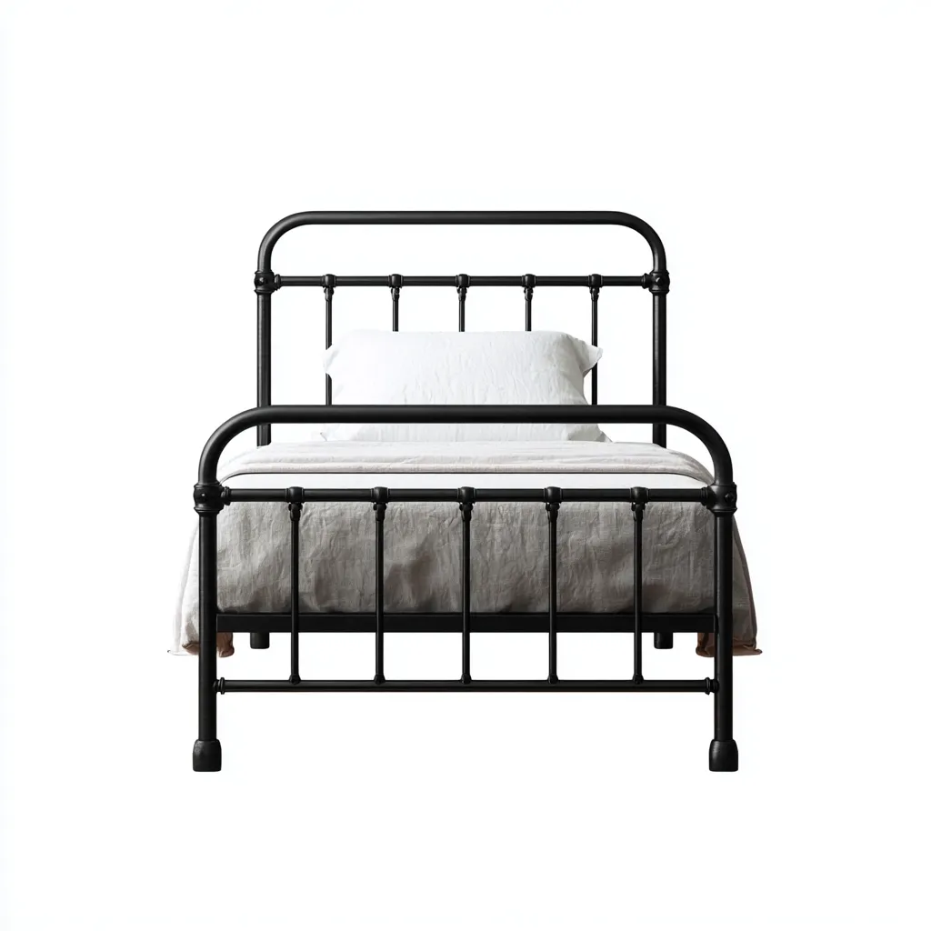 Eenpersoonsbed metaal 200x90x100 cm - zwart - vintage industrieel ontwerp-Havenaro