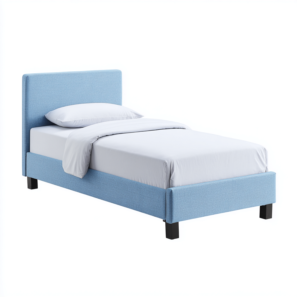 Eenpersoonsbed stofbekleding 200x90x95 cm - lichtblauw - modern ontwerp-Havenaro