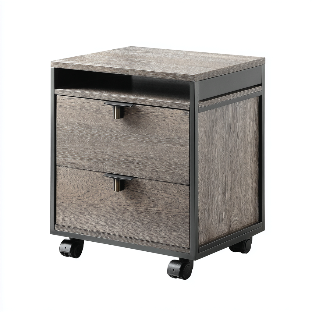 Archiefkast - metaal en hout - 43x39x60 cm - grijs-antraciet - modern industrieel ontwerp-Havenaro