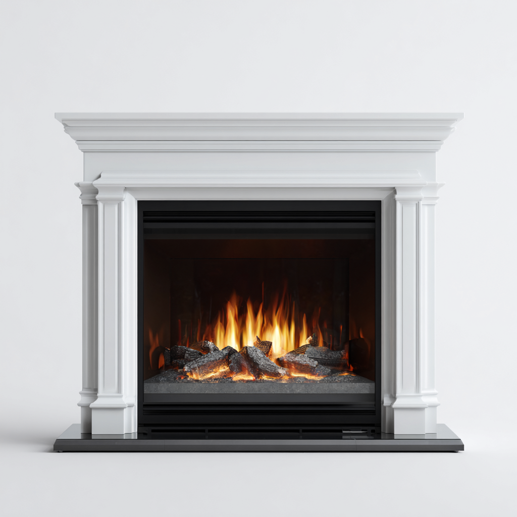 Haard - MDF en glas - 125x40x95 cm - wit - Klassieke elektrische vrijstaande stijl-Havenaro