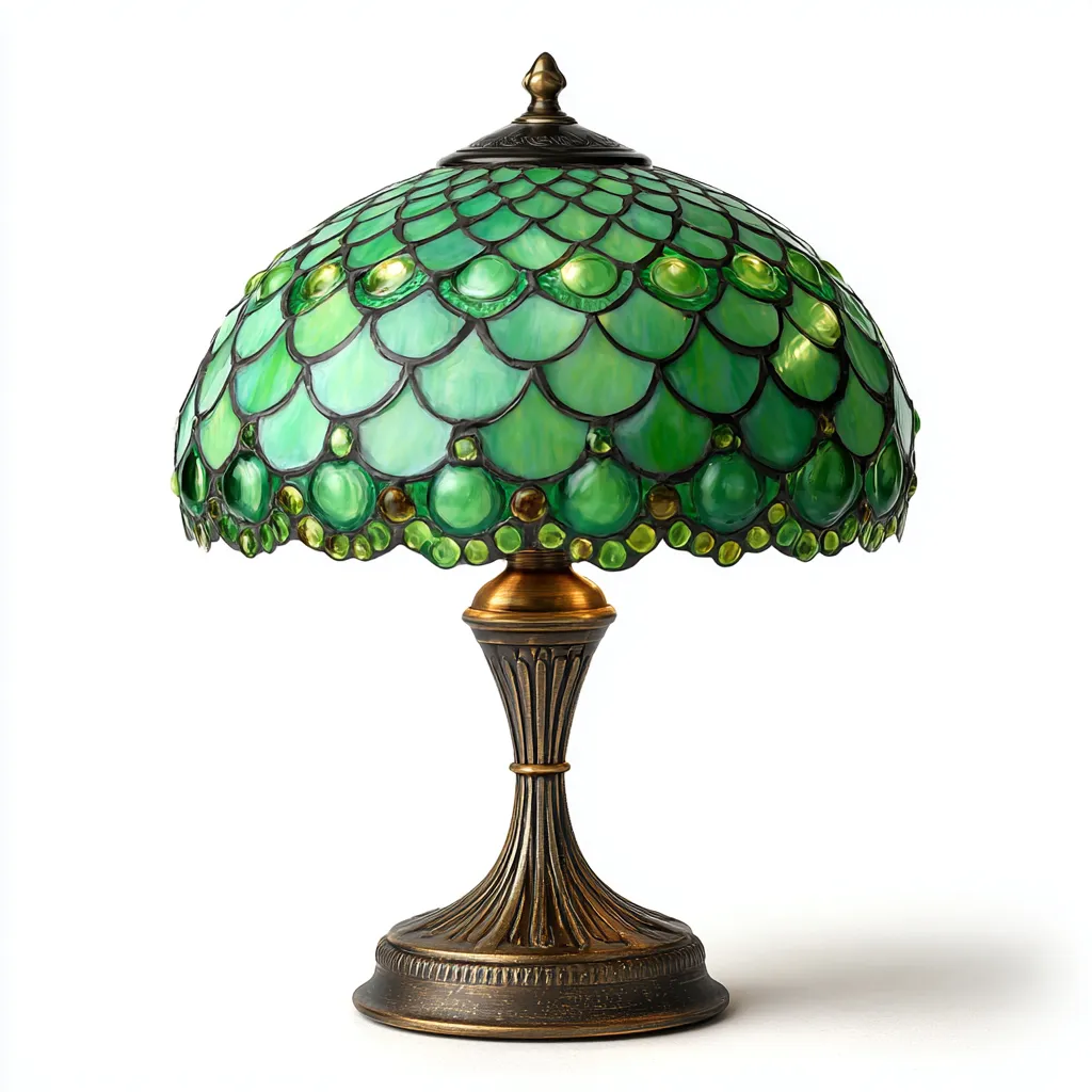 Tafellamp glas en metaal - groen-brons - Tiffany-stijl mozaïek - 30x30x50 cm-Havenaro