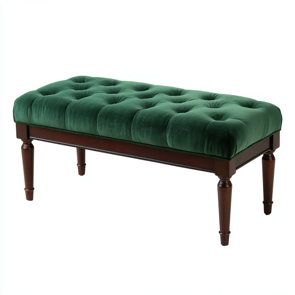 Slaapkamerbankje - Fluwelen bekleding en houten poten - 115x45x50 cm - Donkergroen - Klassiek ontwerp-Havenaro