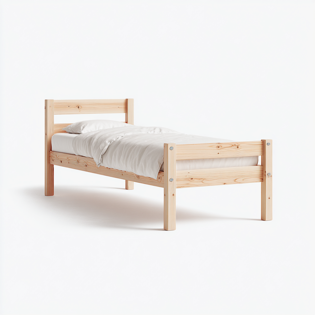 Eenpersoonsbed massief hout 200x90x90 cm - naturel - Scandinavisch ontwerp-Havenaro