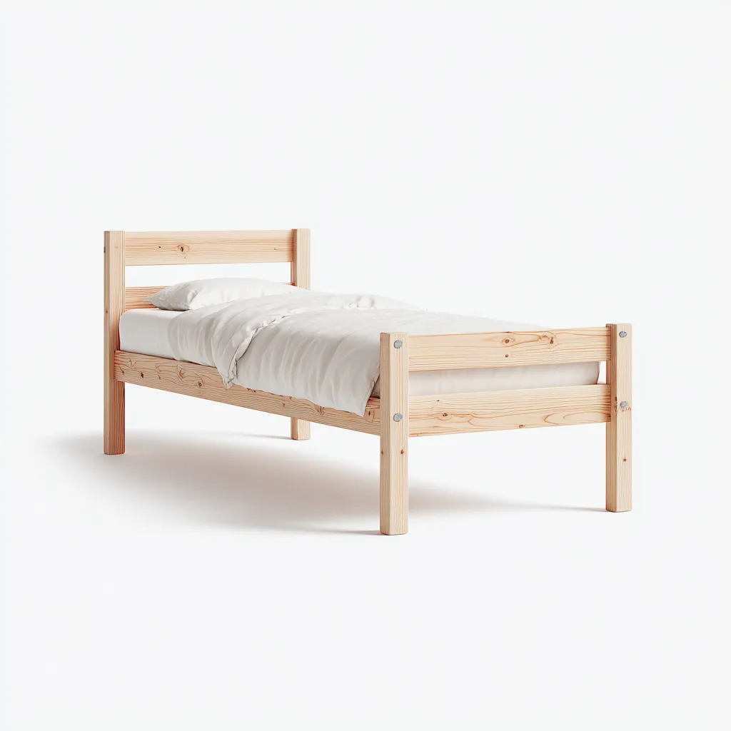 Eenpersoonsbed massief hout 200x90x90 cm - naturel - Scandinavisch ontwerp-Havenaro