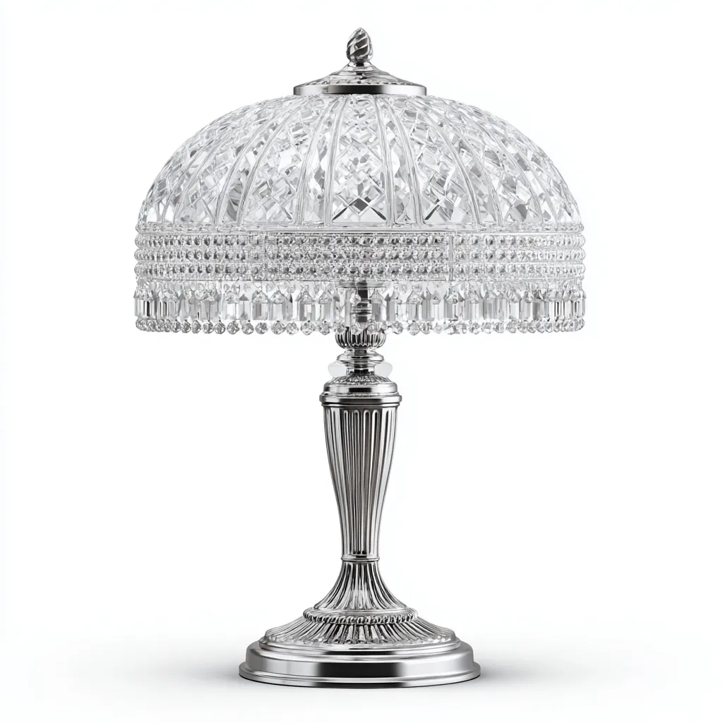 Tafellamp kristal en metaal - zilver-transparant - klassiek luxe ontwerp - 30x30x50 cm-Havenaro