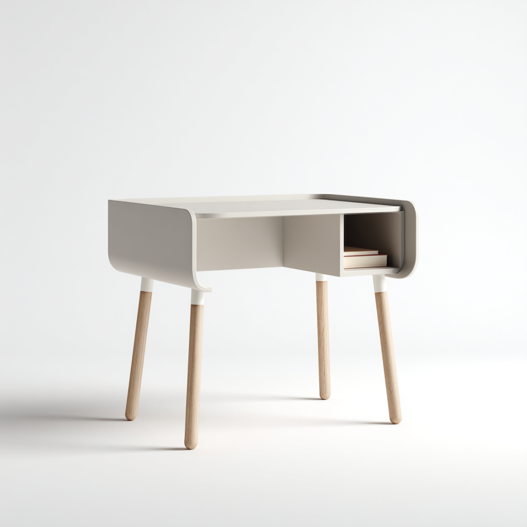 Bureau MDF en hout - 80x50x75 cm - white-brown - met open opbergruimte-Havenaro