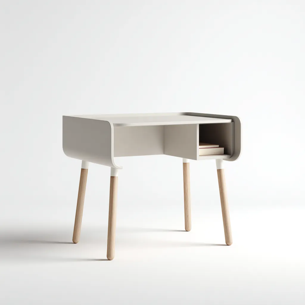 Bureau MDF en hout - 80x50x75 cm - white-brown - met open opbergruimte-Havenaro