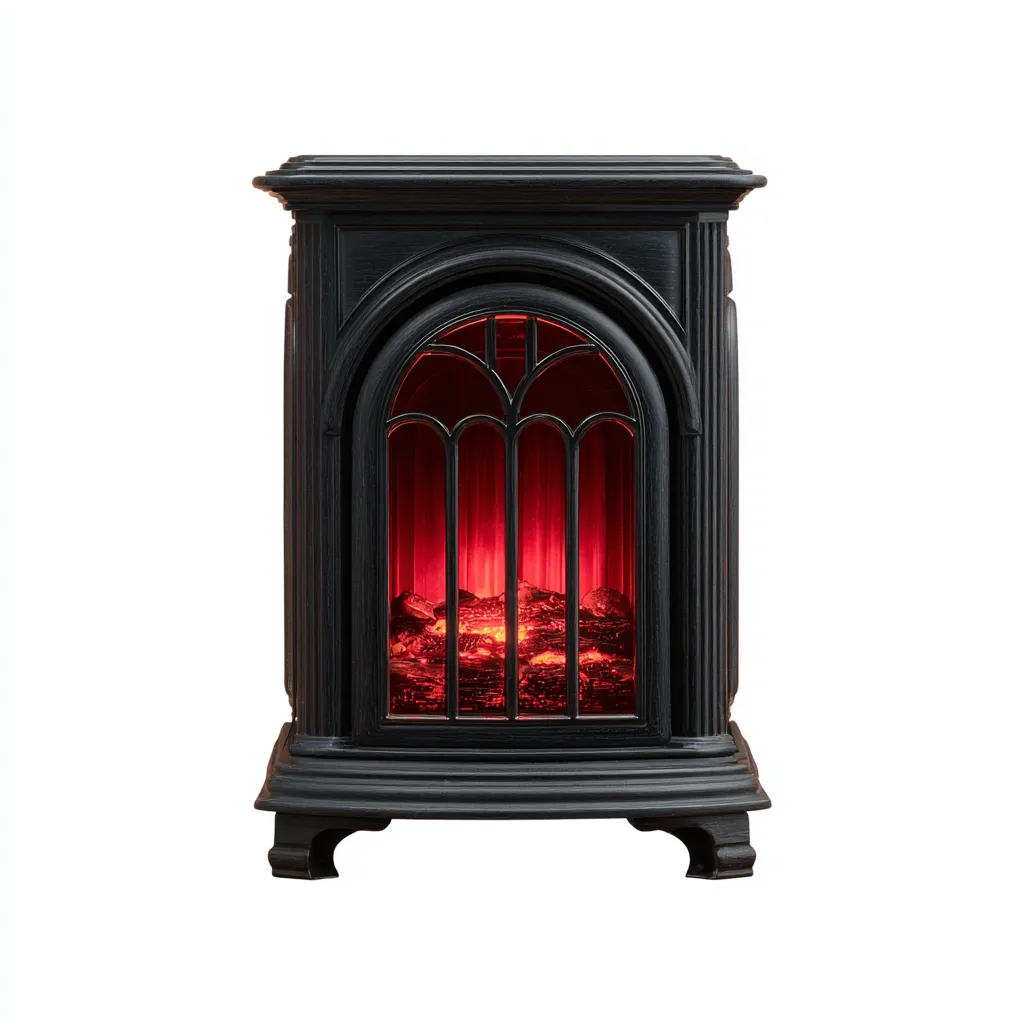 Haard - Metaal en glas - 55x35x70 cm - zwart - Klassieke elektrische vrijstaande stijl-Havenaro