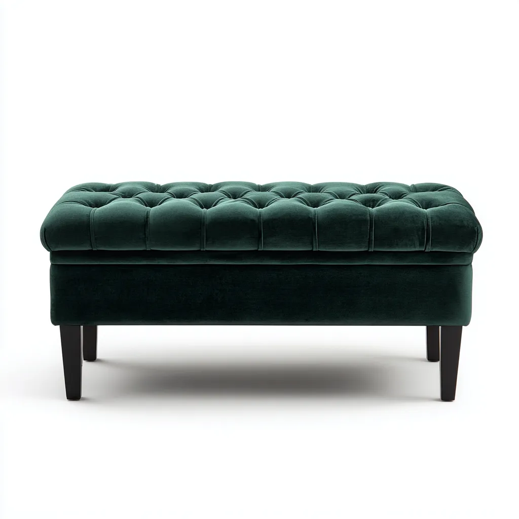 Slaapkamerbankje - Fluwelen bekleding met opbergruimte en houten poten - 110x45x50 cm - Donkergroen - Modern ontwerp-Havenaro