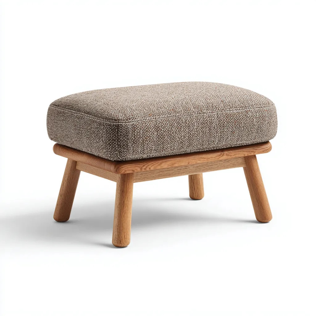 Poef stof en hout 55x40x38 cm - lichtbruin - Scandinavisch design-Havenaro