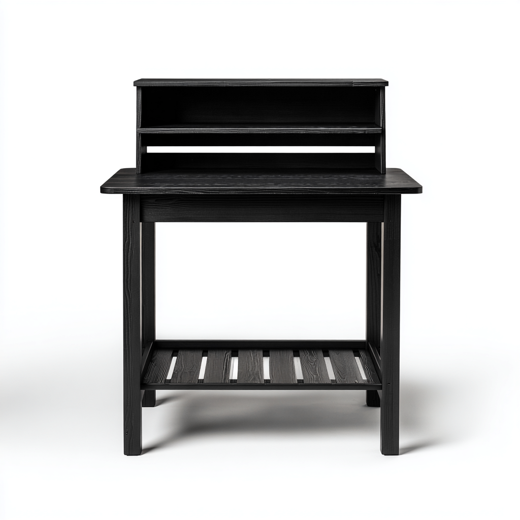 Bureau van hout - 100x55x120 cm - zwart - modern design - met opbergruimte-Havenaro