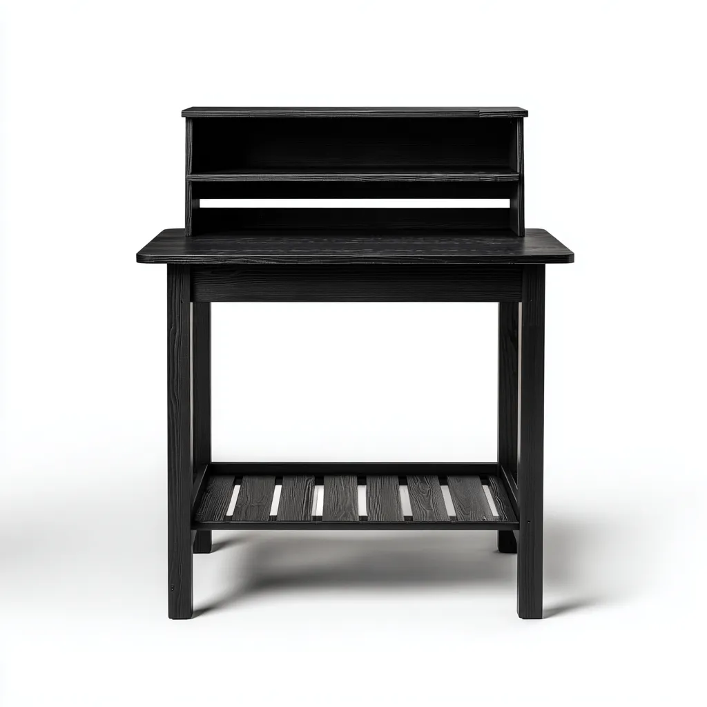 Bureau van hout - 100x55x120 cm - zwart - modern design - met opbergruimte-Havenaro