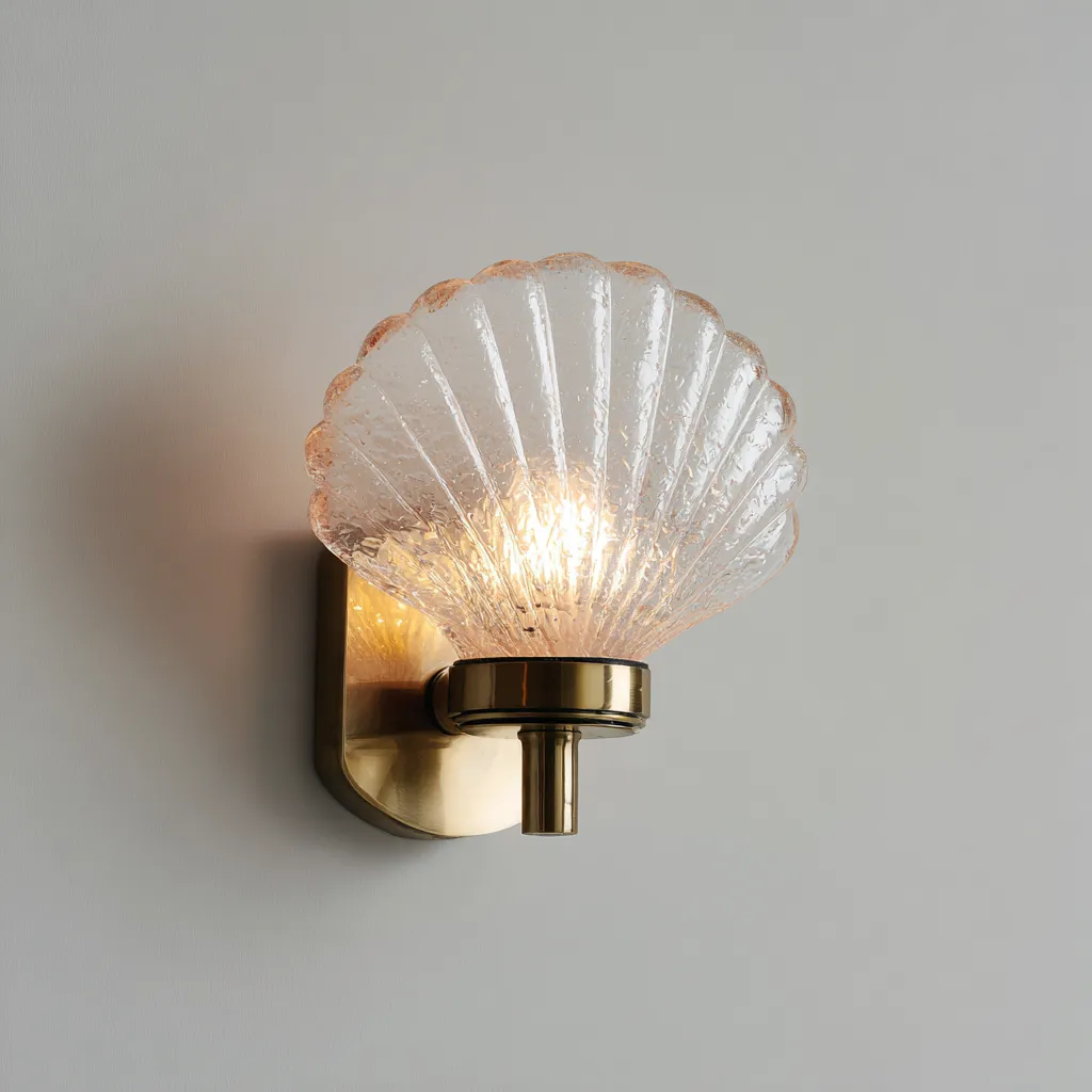 Wandlamp metaal-glas schelpvorm eigentijds design - 23x14x10 cm - goud-transparant-Havenaro