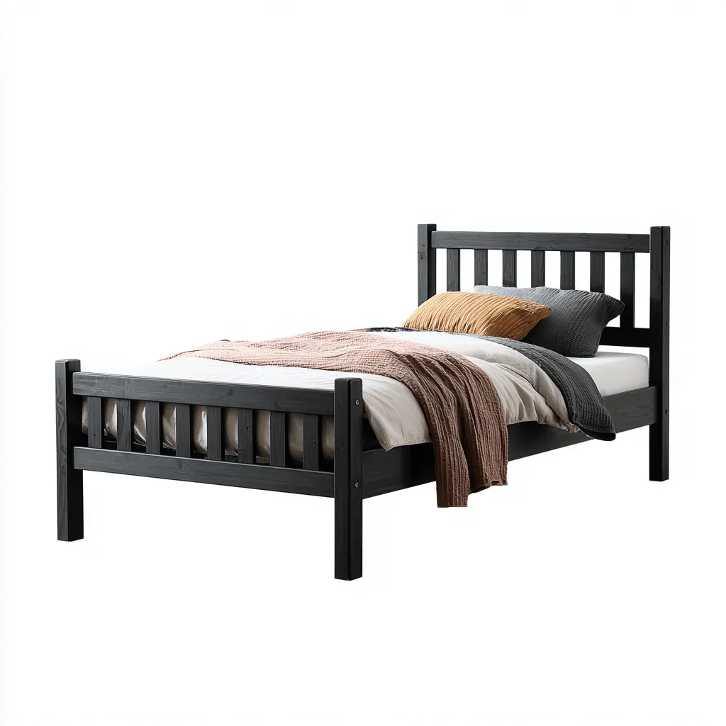 Eenpersoonsbed massief hout 200x100x90 cm - zwart - Scandinavisch design-Havenaro