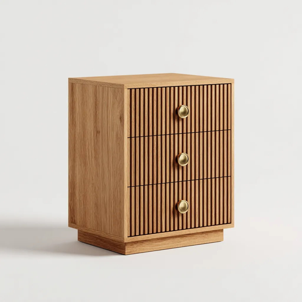 Ladekast voor de hal - eikenhout en metaal - 60x40x80 cm - lichtbruin-goud - modern design-Havenaro