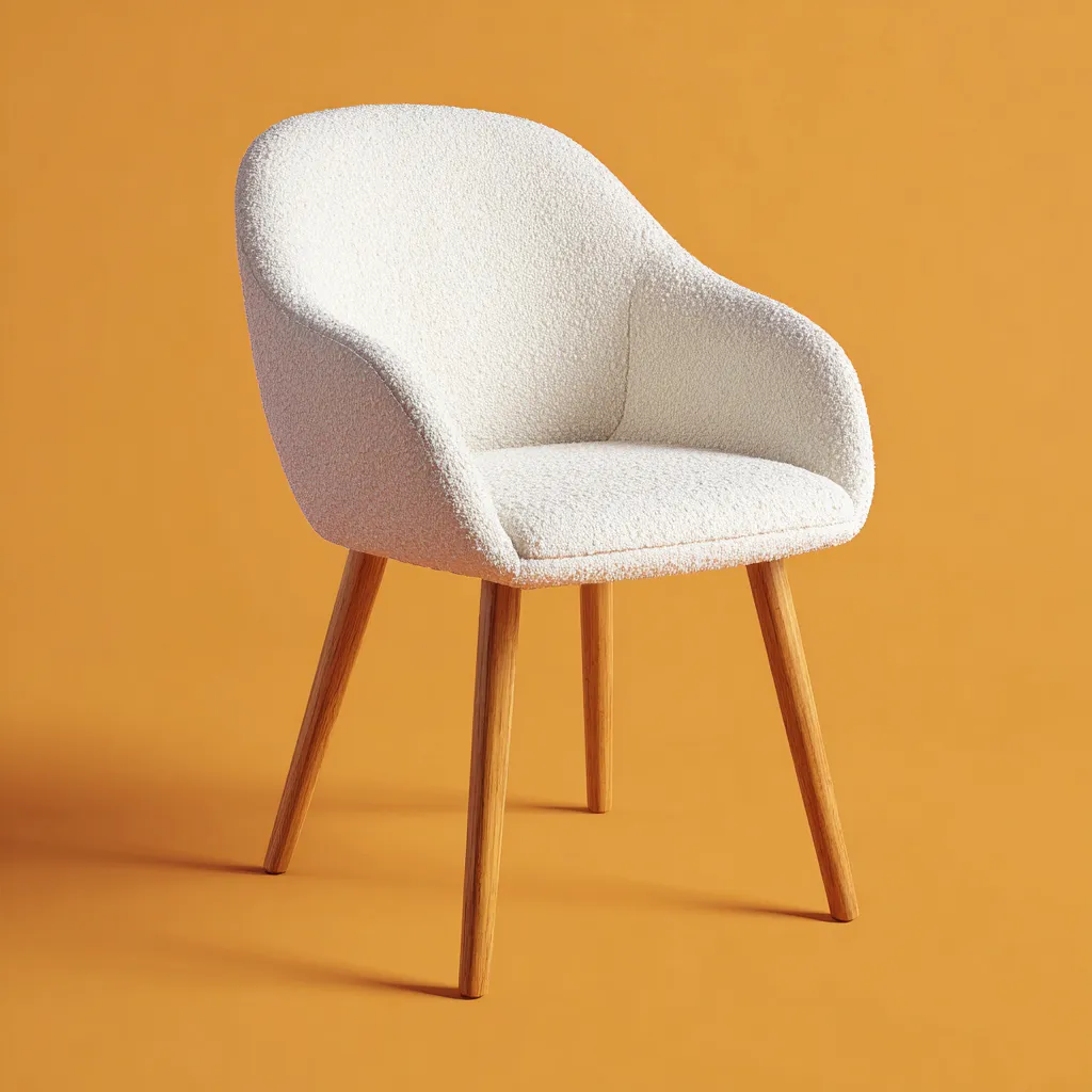 Fauteuil - tissu bouclette - 68x70x80 cm - blanc - design scandinave-Interiorilo