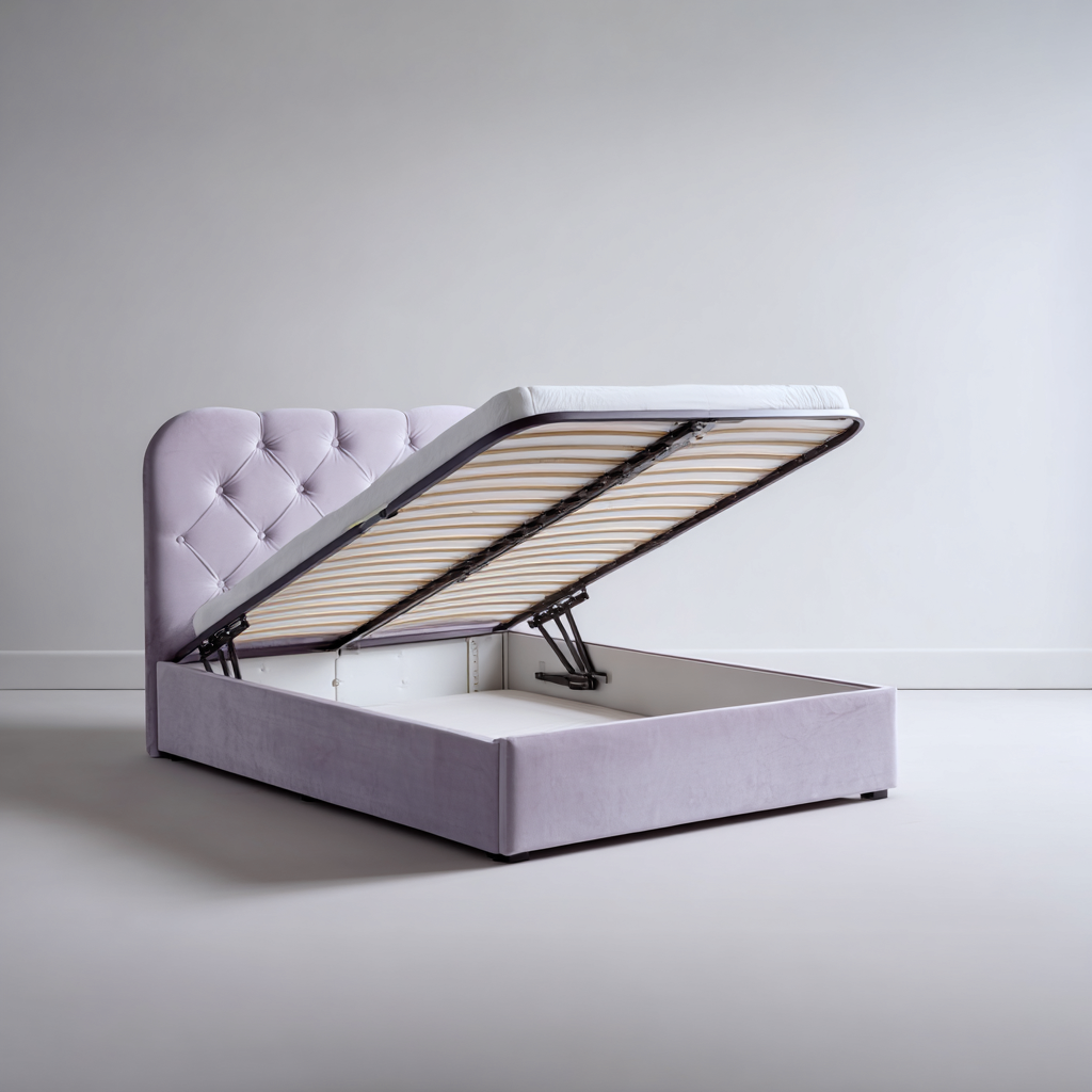 Lit double - velours - 200x160x120 cm - violet - design contemporain-Interiorilo