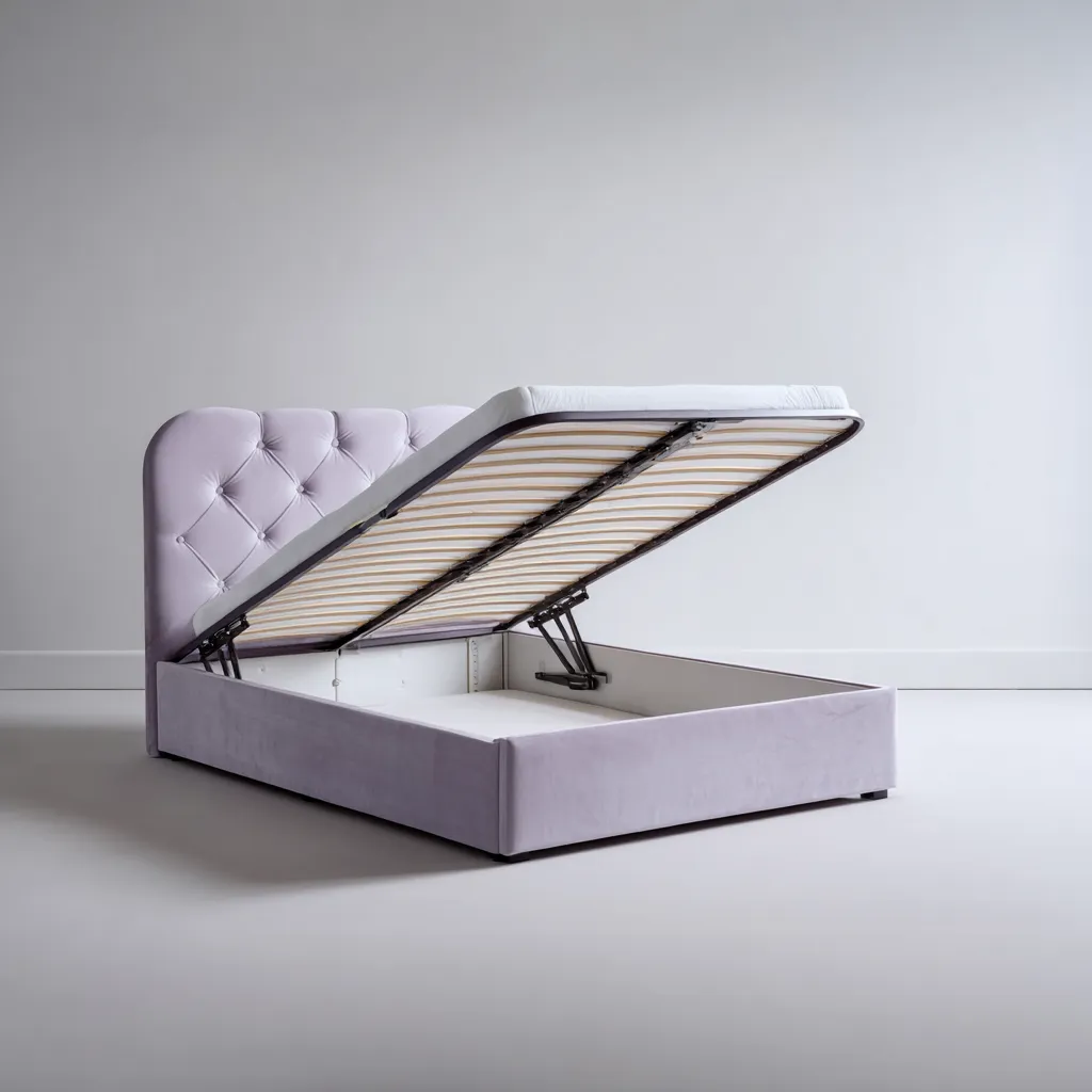 Lit double - velours - 200x160x120 cm - violet - design contemporain-Interiorilo