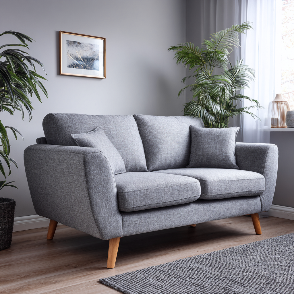 Canapé droit - tissu - 162x86x90 cm - gris - style moderne-Interiorilo