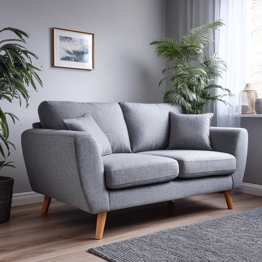 Canapé droit - tissu - 162x86x90 cm - gris - style moderne-Interiorilo