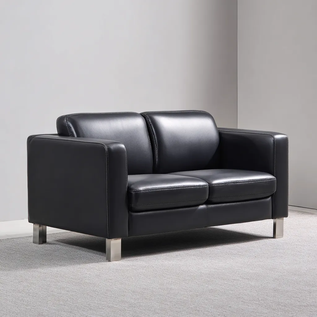 Canapé droit-cuir-métal-155x82x78 cm-noir-style moderne-Interiorilo