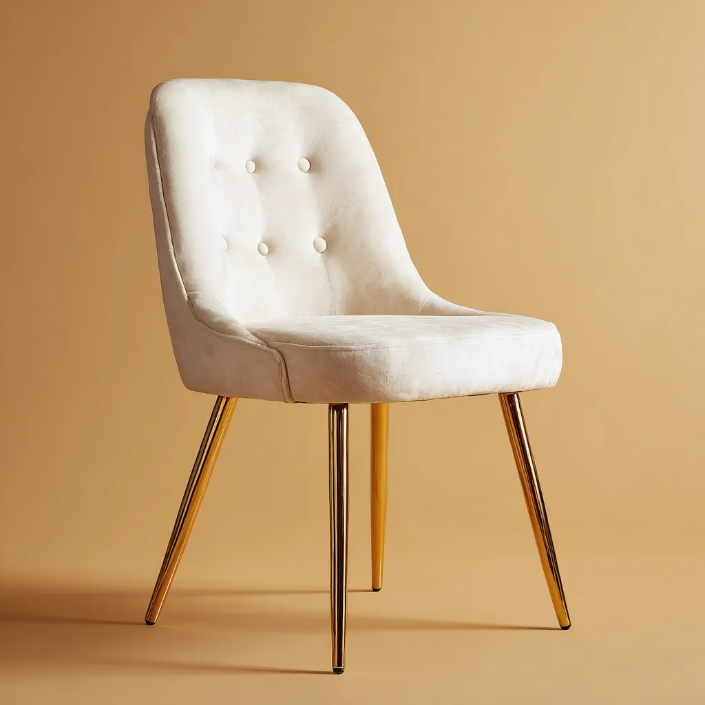 Chaise de salle à manger - velours - 55x50x84 cm - blanc-or - design moderne-Interiorilo