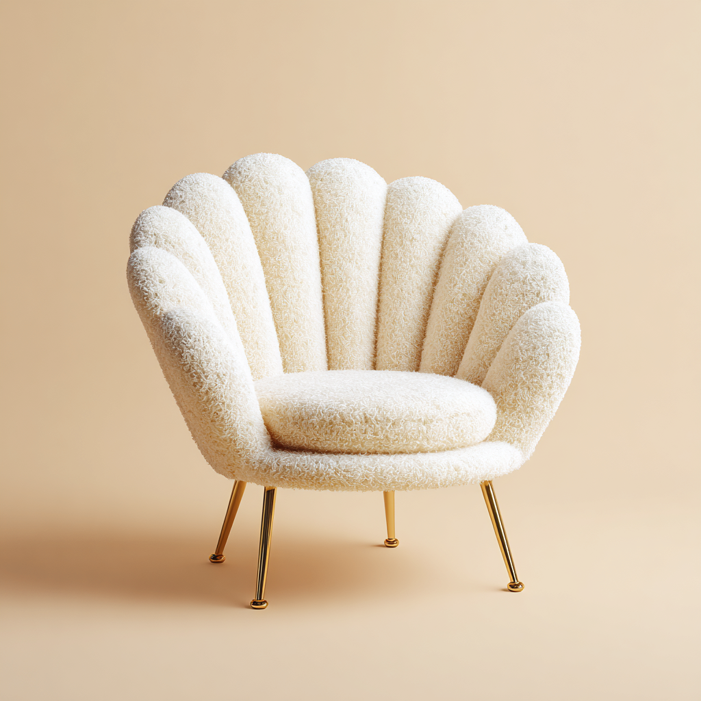 Fauteuil - tissu bouclé-métal - 78x78x85 cm - blanc - design contemporain-Interiorilo
