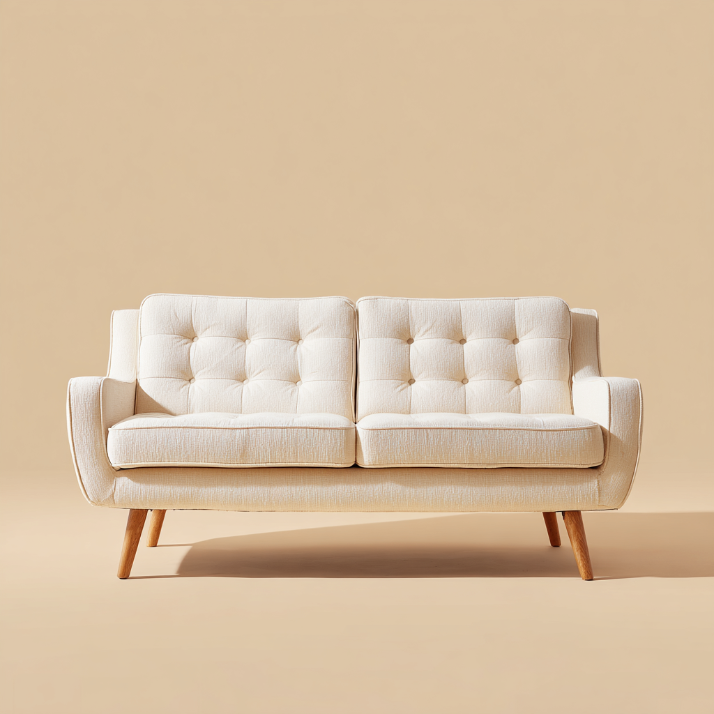 Canapé droit - tissu - 155x82x86 cm - beige - style scandinave contemporain-Interiorilo