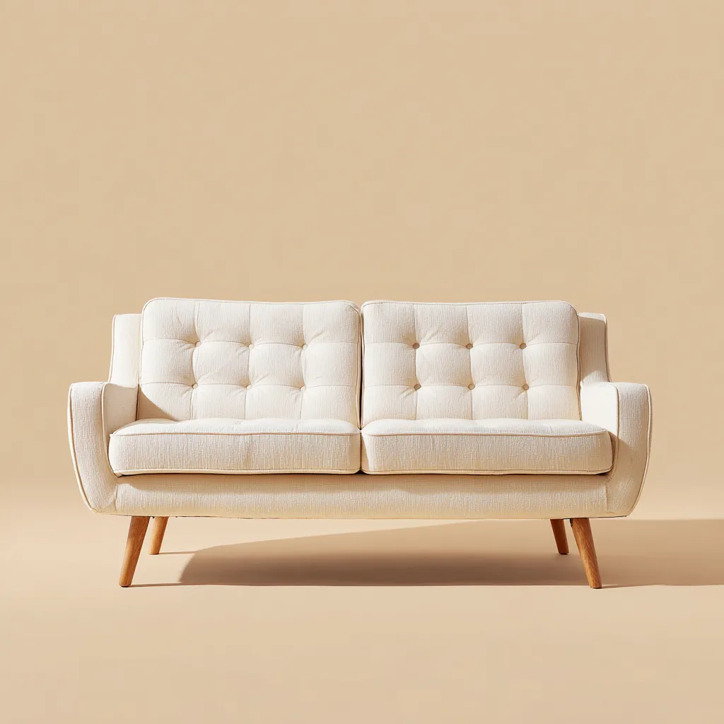 Canapé droit - tissu - 155x82x86 cm - beige - style scandinave contemporain-Interiorilo