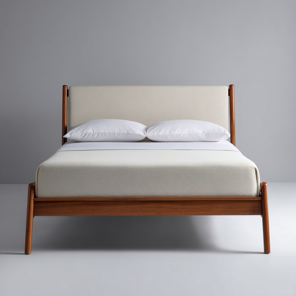 Lit double - tissu - 200x160x108 cm - beige - design contemporain-Interiorilo