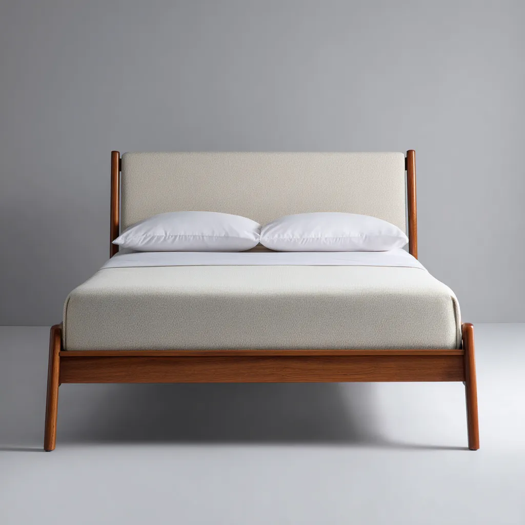 Lit double - tissu - 200x160x108 cm - beige - design contemporain-Interiorilo