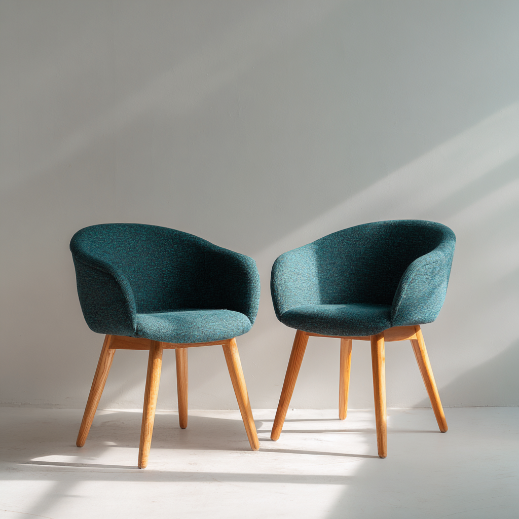 Chaise de salle à manger - tissu - 57x55x78 cm - bleu-bois - design moderne-Interiorilo