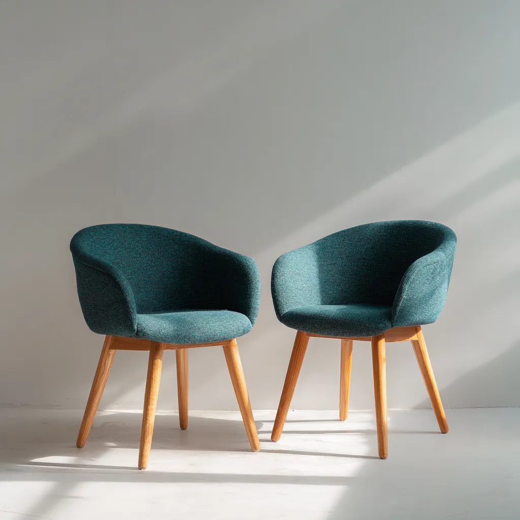 Chaise de salle à manger - tissu - 57x55x78 cm - bleu-bois - design moderne-Interiorilo