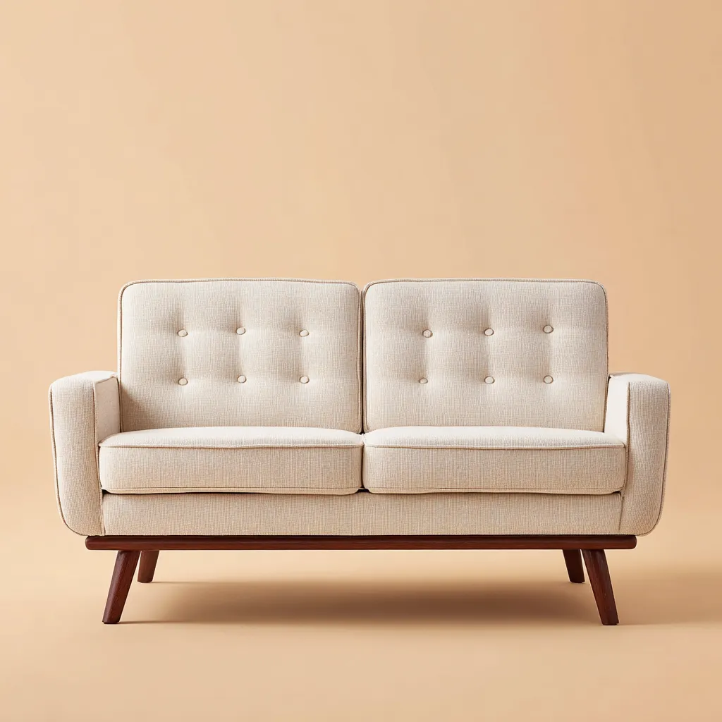 Canapé droit - tissu - 154x81x86 cm - beige - style scandinave contemporain-Interiorilo