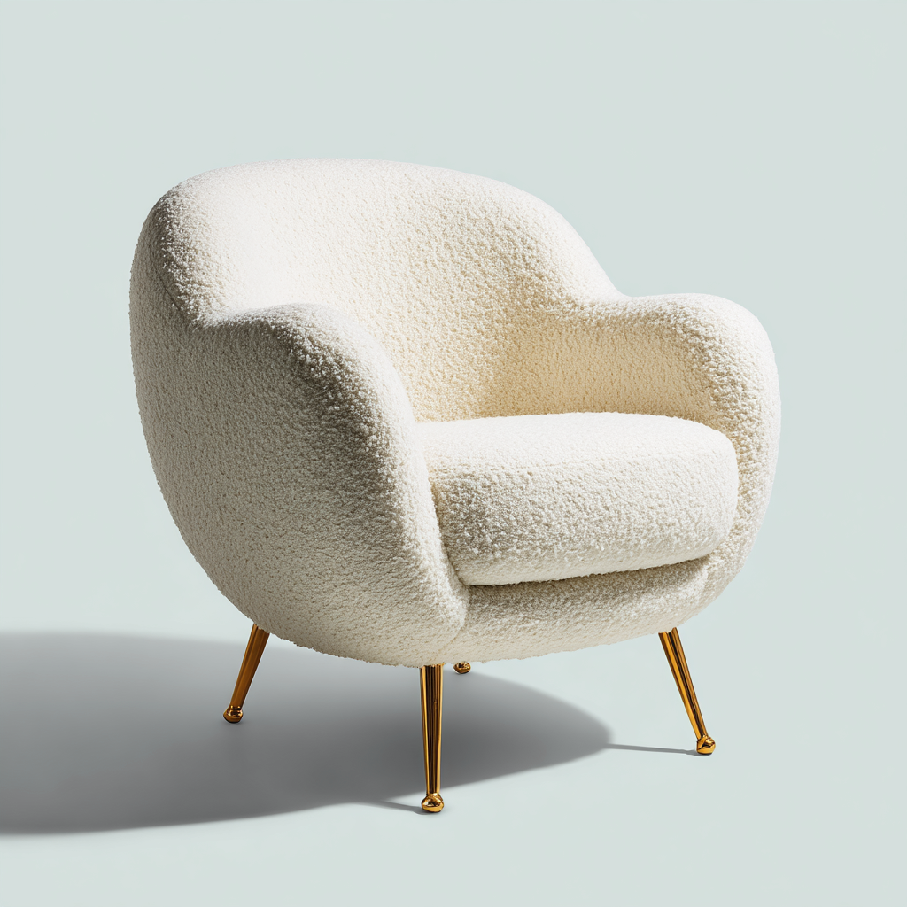 Fauteuil - tissu bouclette - 70x72x78 cm - beige - design contemporain-Interiorilo