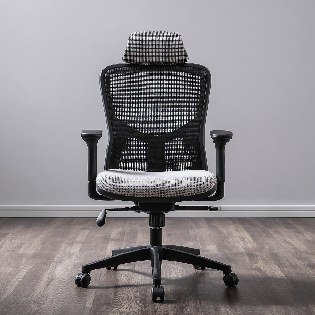 Chaise de bureau - maille - 62x62x118 cm - noir-gris - design ergonomique réglable-Interiorilo