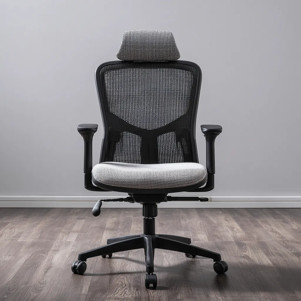 Chaise de bureau - maille - 62x62x118 cm - noir-gris - design ergonomique réglable-Interiorilo