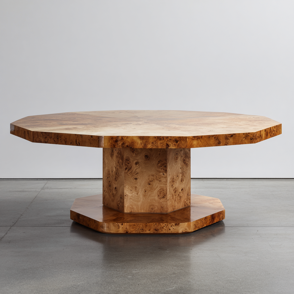 Table à manger - bois de ronce - métal - 180x180x76 cm - bois clair - design contemporain-Interiorilo