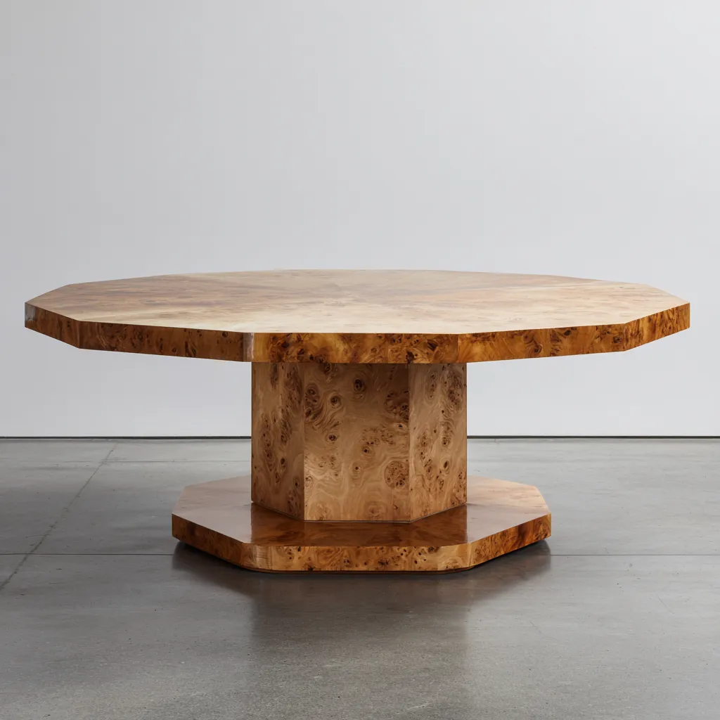 Table à manger - bois de ronce - métal - 180x180x76 cm - bois clair - design contemporain-Interiorilo