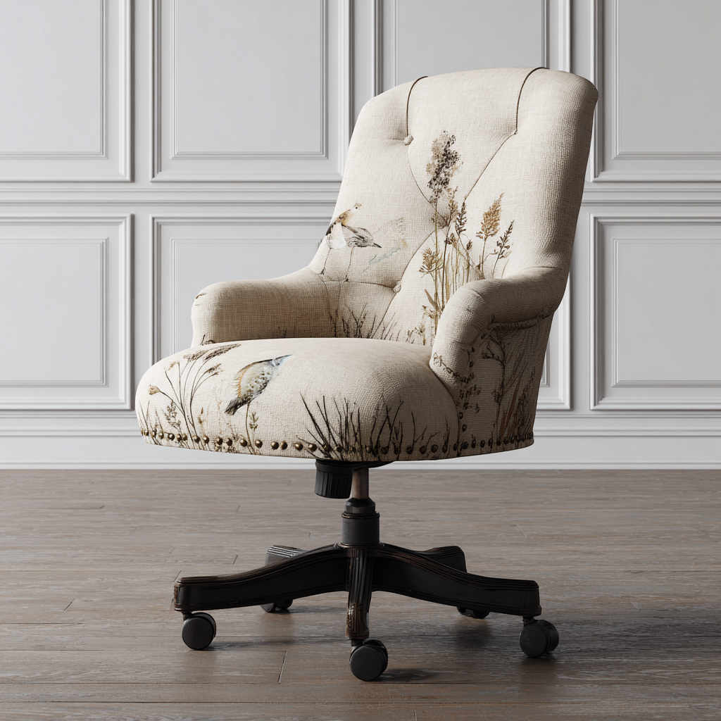 Chaise de bureau - tissu - 67x67x98 cm - beige - design classique pivotant-Interiorilo