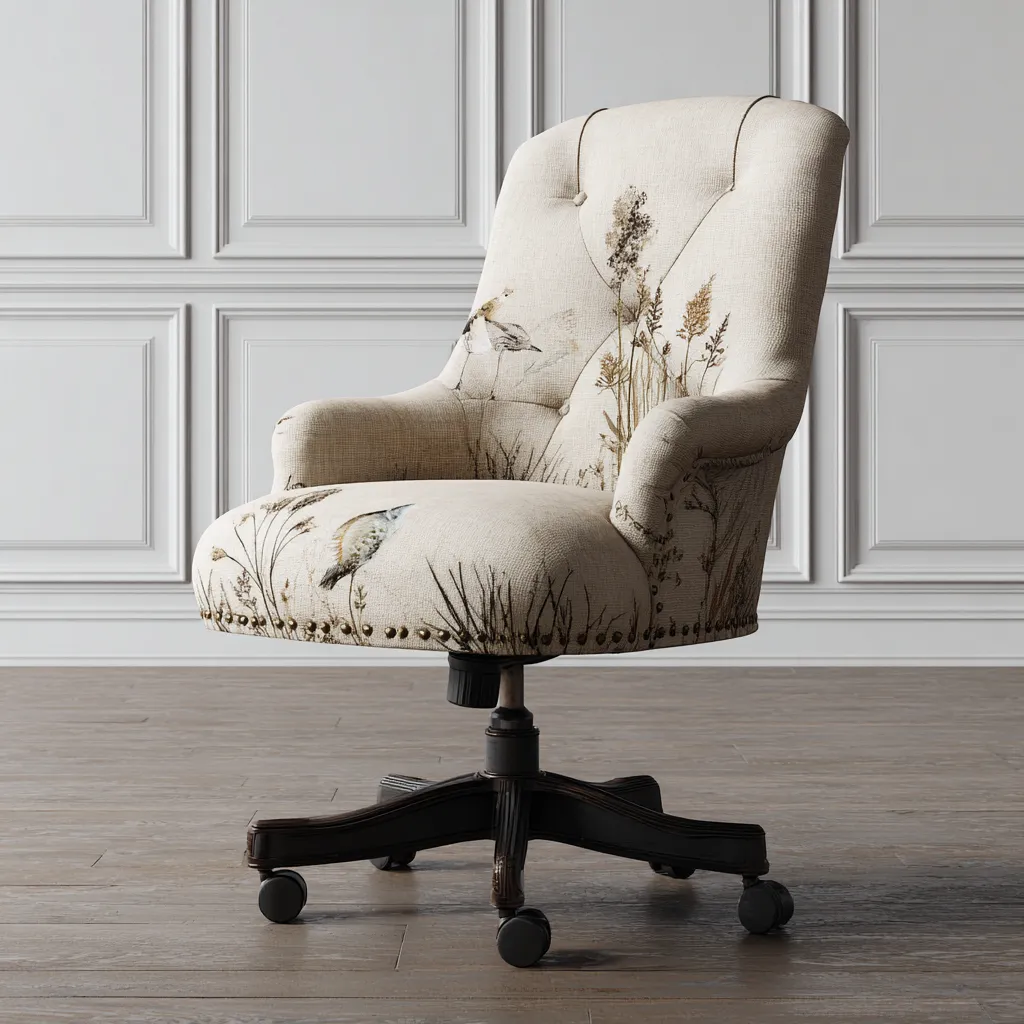 Chaise de bureau - tissu - 67x67x98 cm - beige - design classique pivotant-Interiorilo
